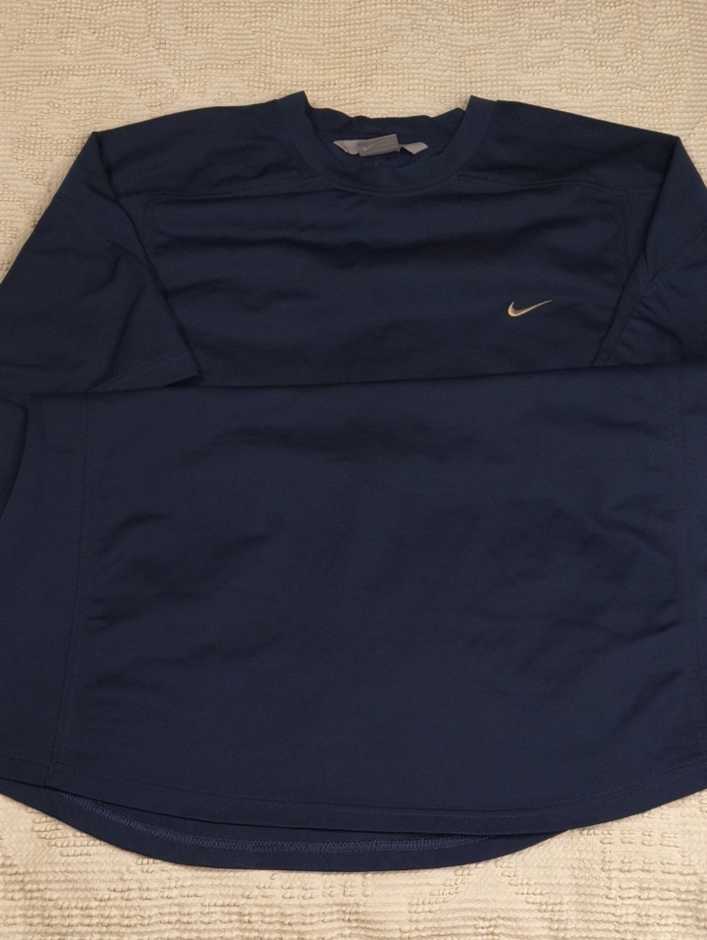 Nike Men’s Dri-FIT Navy Baseball Cut Crew Neck SS Shirt Mens Large Amazing Fit!